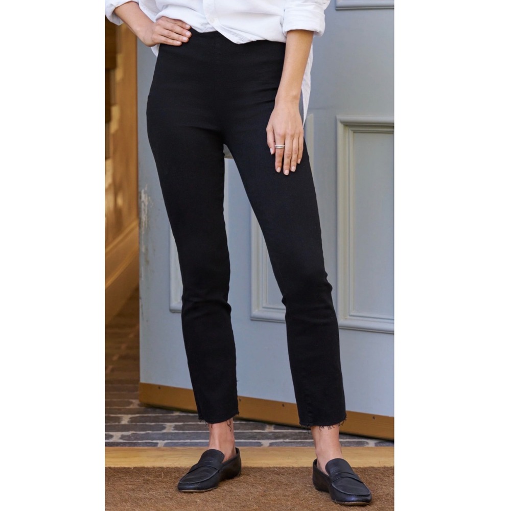 Frank & Eileen Illusion 01 Black Skinny Jeans Pull On Raw Hem Size 25 High Rise